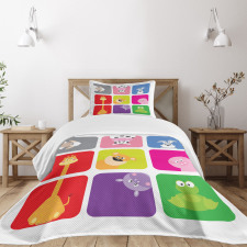 Cartoon Colorful Frames Bedspread Set