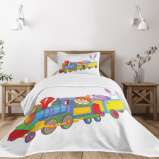 Clown Cat Bunny Train Bedspread Set