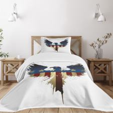 USA Flag Bird Silhouette Bedspread Set