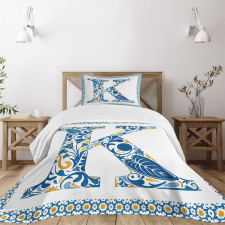 Leaves Blooms Initial Bedspread Set