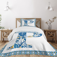 P and Forest Leaves Bedspread Set