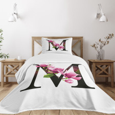 M with Magnolia Floral Bedspread Set