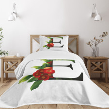 Alphabet Red Blooms Bedspread Set