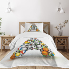 Sports Balls Stacked Bedspread Set