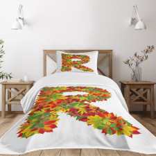 Floral R Maple Leaves Bedspread Set