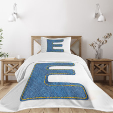 Denim Blue Jeans E Bedspread Set