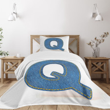 Conceptual Denim Font Bedspread Set