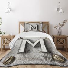 Steel Typeset Grunge Bedspread Set