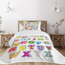 Alphabet Set Colorful Bedspread Set