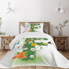 Animals and Flowers F Bedspread Set