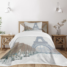 Eiffel Tower in Snow Bedspread Set