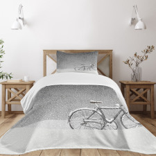 Bicycle Snow Calm Scene Bedspread Set