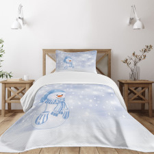 Toddler Snowman Cartoon Bedspread Set