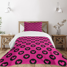 Hearts Big Black Spots Bedspread Set