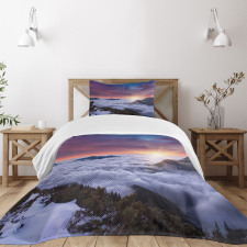 Winter Landscape Sunset Bedspread Set