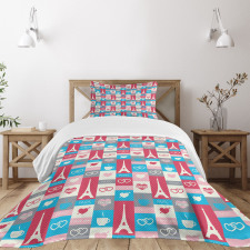 Coffee Love Eiffel Hearts Bedspread Set