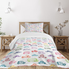 Various Vehicles Bus Truck Bedspread Set