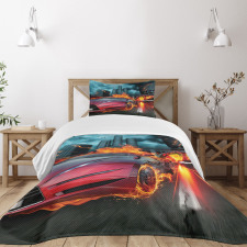 Red Hot Concept Car Flames Bedspread Set