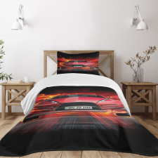 Fire Car Speeding Flames Bedspread Set