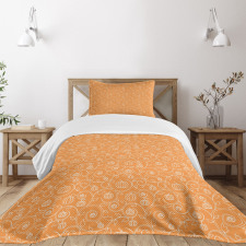 Pumpkin Leaves Swirls Bedspread Set