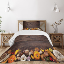 Wooden Table Foods Bedspread Set