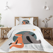 Bear and Fox in Love Bedspread Set