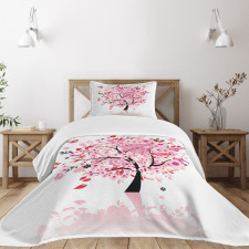 Abstract Tree and Flowers Bedspread Set