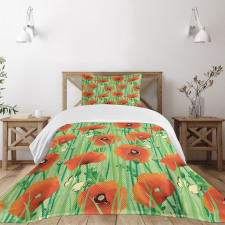 Poppy Flowers Field Bedspread Set