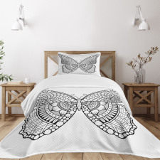 Monochrome Butterfly Graphic Bedspread Set