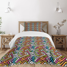 Grunge Puzzle Retro Bedspread Set