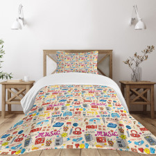 Retro Pop Art Style Bedspread Set