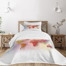 Watercolor World Map Bedspread Set