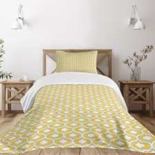 Yellow Vivid Oval Shapes Bedspread Set
