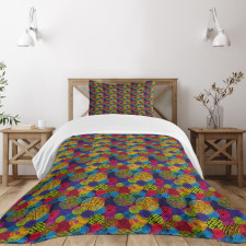 Circle Grunge Colorful Bedspread Set