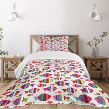 Vibrant Striped Fishes Bedspread Set