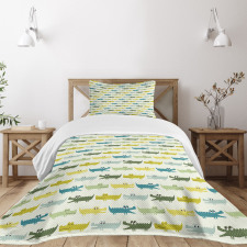 Crocodile Funny Faces Bedspread Set