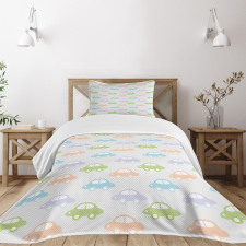 Pastel Cars Pattern Bedspread Set