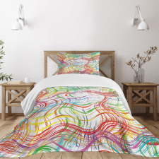 Wavy Colorful Stripes Bedspread Set