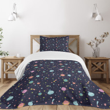 Alien Planets Asteroid Bedspread Set