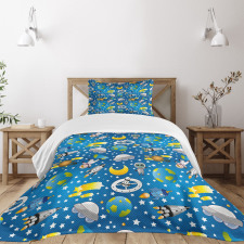 Alien and Human Astronaut Bedspread Set