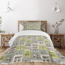 Hieroglyphs Animals Bedspread Set