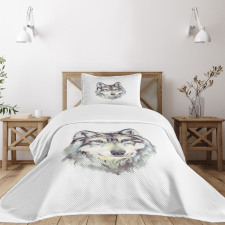 Hand Drawn Canine Head Bedspread Set