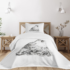 Monochrome Sketch Canine Bedspread Set
