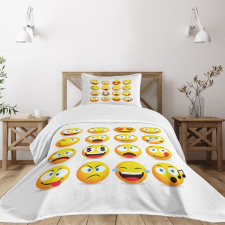 Smiley Faces Composition Bedspread Set