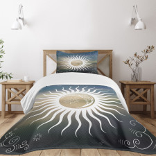 Celestial Body Silhouettes Bedspread Set
