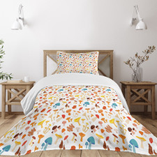 Toadstool Cartoon Style Bedspread Set