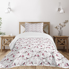 Bullfinch Birds Sakura Bedspread Set