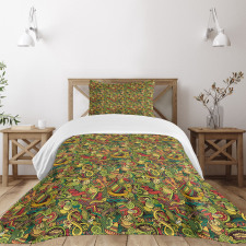 Cartoon Cultural Doodle Bedspread Set