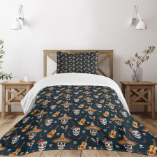 Skull Sombrero Chili Bedspread Set