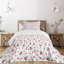 Panda with Hearts Bedspread Set